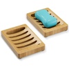 AmazerBath Soap Holder Soap Dish, Bamboo Soap Dish, 2 Pack Wood Bar Soap Holder for Shower, Trays Self Draining, Soap Saver for Shower, Bathroom, Kitchen(Natural Color)(Burlywood)