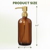 AmazerBath Soap Dispenser, 2 Pack Green Glass Soap Dispenser with Pump Stainless Steel, 14.2OZ Luxury Gold Hand Soap Bottles Bathroom Kitchen(Amber & Gold)
