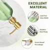 AmazerBath Soap Dispenser, 2 Pack Green Glass Soap Dispenser with Pump Stainless Steel, 14.2OZ Luxury Gold Hand Soap Bottles Bathroom Kitchen(Cear & Gold)