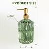 AmazerBath Soap Dispenser, 2 Pack Green Glass Soap Dispenser with Pump Stainless Steel, 14.2OZ Luxury Gold Hand Soap Bottles Bathroom Kitchen(Green & Gold – 1 Pack)