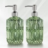 AmazerBath Soap Dispenser, 2 Pack Green Glass Soap Dispenser with Pump Stainless Steel, 14.2OZ Luxury Gold Hand Soap Bottles Bathroom Kitchen(Green & Stainless Steel – 2 Pack)