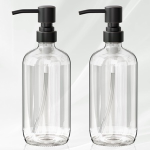 AmazerBath Soap Dispenser, 2 Pack Green Glass Soap Dispenser with Pump Stainless Steel, 14.2OZ Luxury Gold Hand Soap Bottles Bathroom Kitchen(Oil-rubbed Bronze)